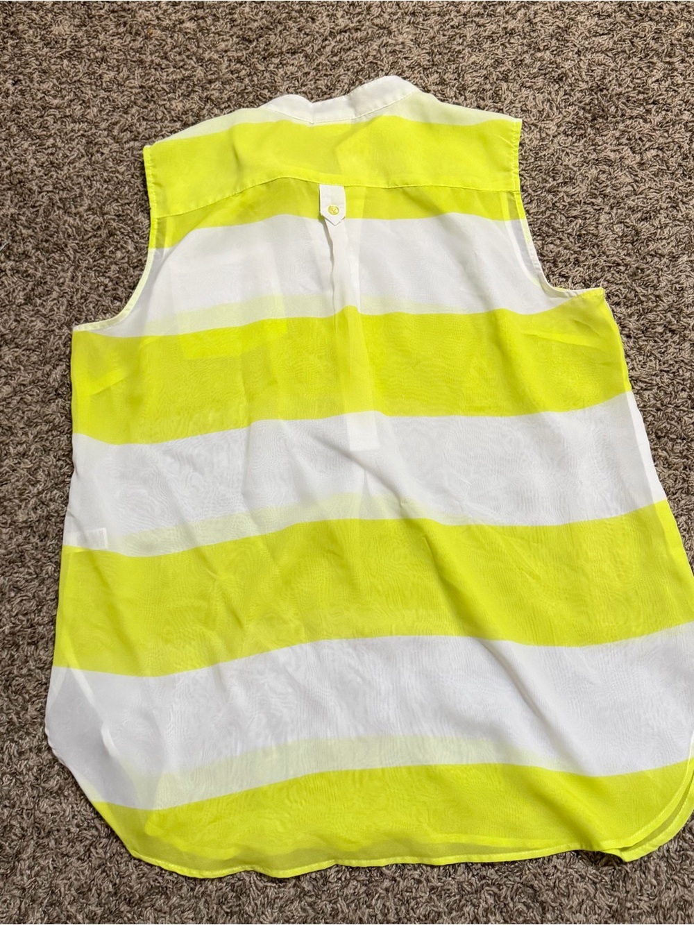 Cato Women's Neon Yellow & White Striped Sleeveless Top - Picture 4 of 5